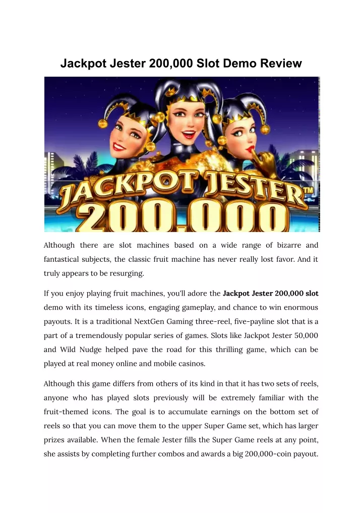 jackpot jester 200 000 slot demo review