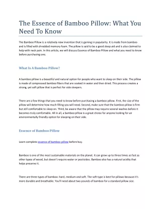 the essence of bamboo pillow what you need to know