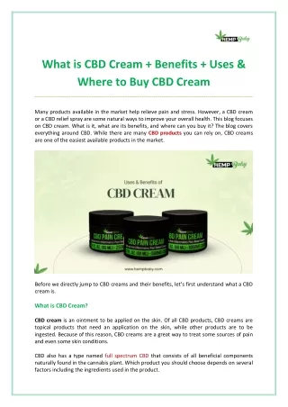 What is CBD Cream   Benefits   Uses & Where to Buy CBD Cream