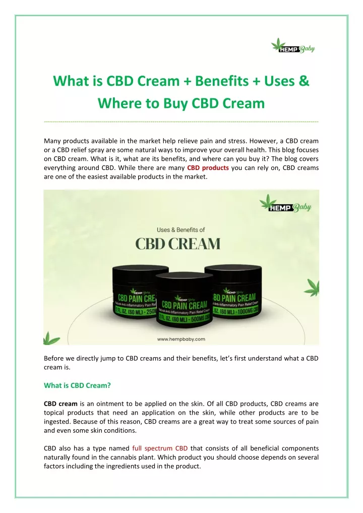 what is cbd cream benefits uses where