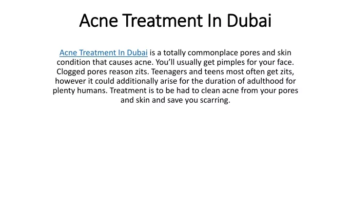 acne treatment in dubai