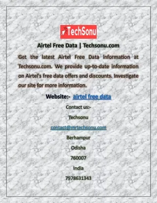 airtel free data techsonu com