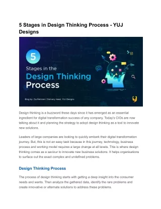 5 Stages in Design Thinking Process - YUJ Designs