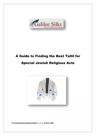 A Guide to Finding the Best Tallit for Special Jewish Religious Acts