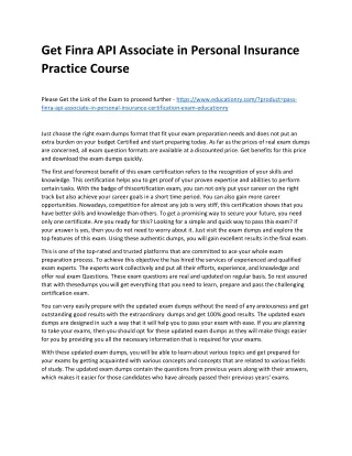 get finra api associate in personal insurance