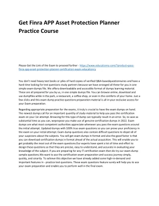 get finra app asset protection planner practice