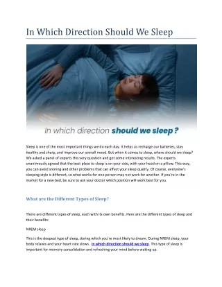 In Which Direction Should We Sleep