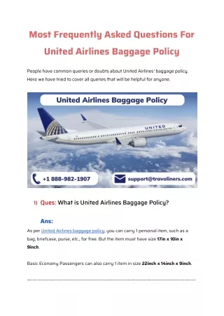 Most Frequently Asked Questions For United Airlines Baggage Policy