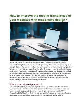 How to improve the mobile-friendliness of your websites with responsive design?