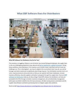 what erp software does for distributors