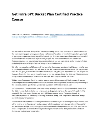 get finra bpc bucket plan certified practice