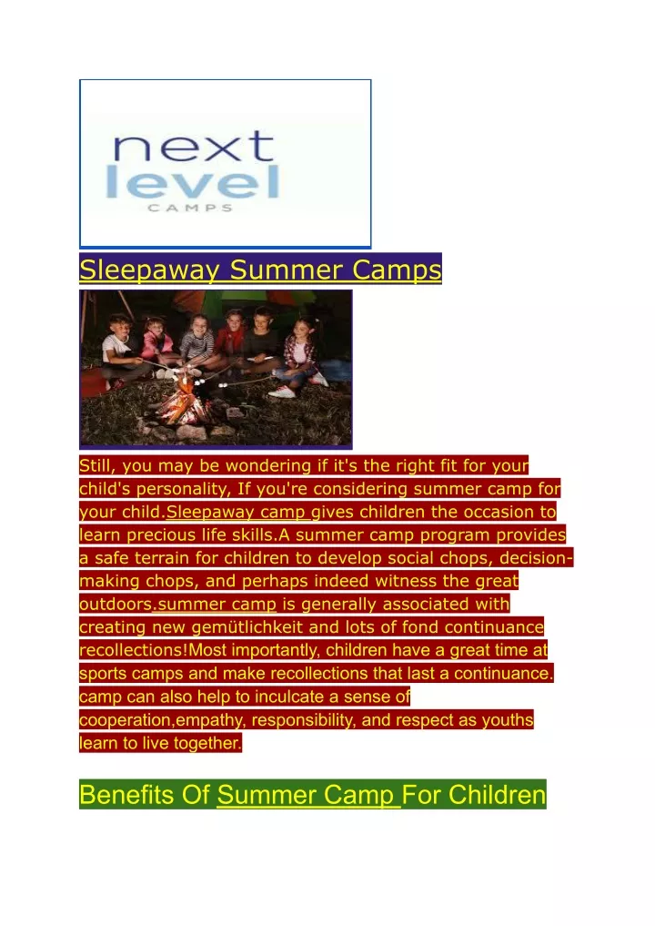 PPT Sleepaway Summer Camps (1) PowerPoint Presentation, free download