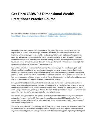 get finra c3dwp 3 dimensional wealth practitioner