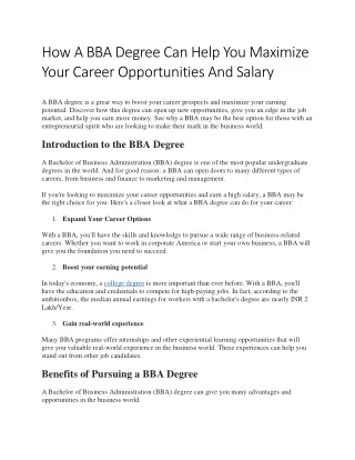 How A BBA Degree Can Help You Maximize Your Career Opportunities And Salary