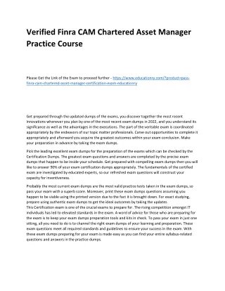 verified finra cam chartered asset manager