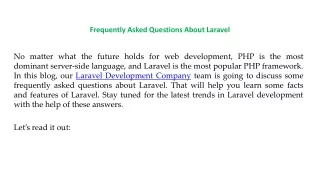 Frequently Asked Questions About Laravel