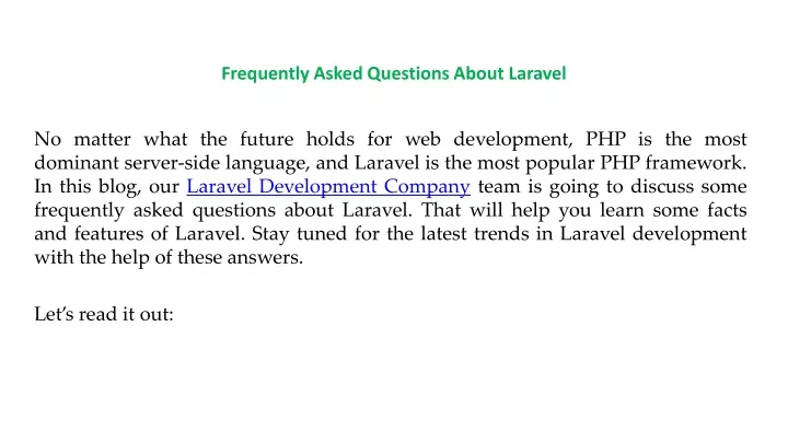 frequently asked questions about laravel