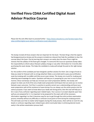 verified finra cdaa certified digital asset