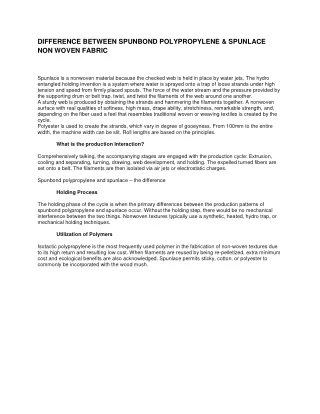 DIFFERENCE BETWEEN SPUNBOND POLYPROPYLENE