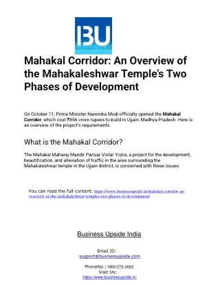 mahakal corridor an overview of the mahakaleshwar