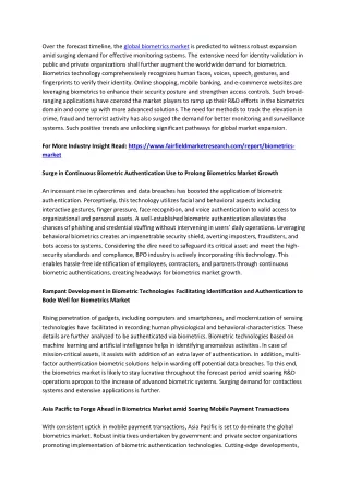 over the forecast timeline the global biometrics