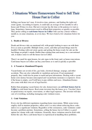 3 Situations Where Homeowners Need to Sell Their House Fast in Collier