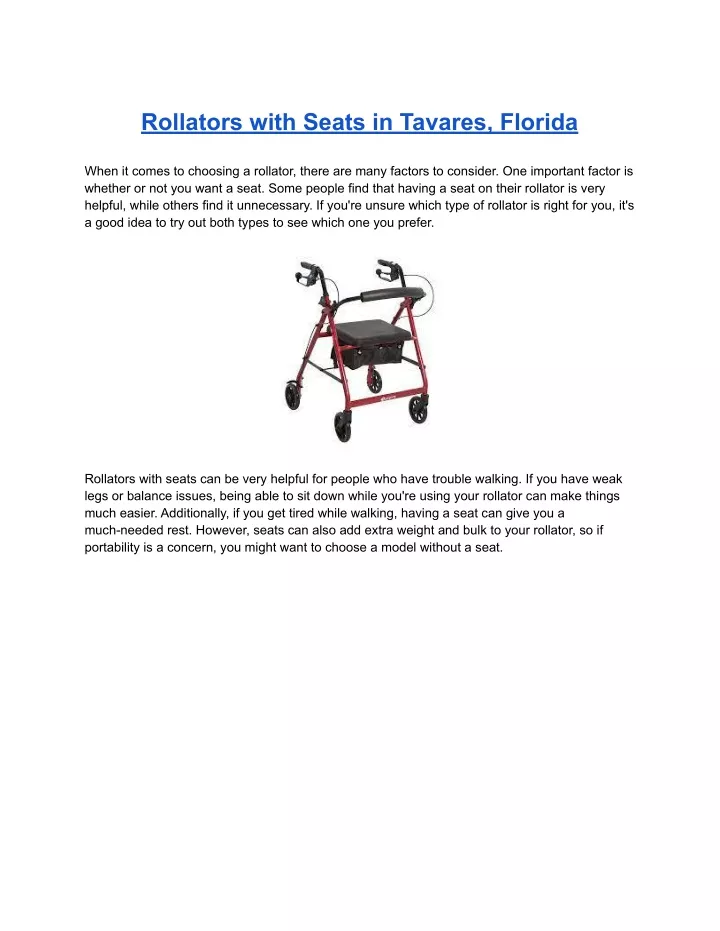 rollators with seats in tavares florida