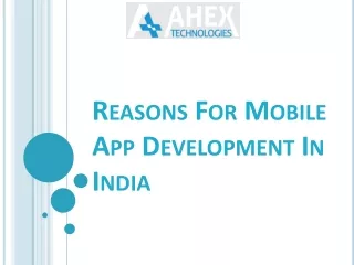 Reasons For Mobile App Development In India