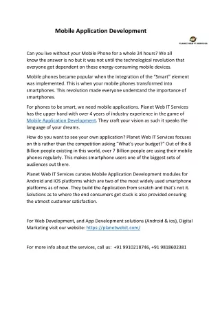 mobile application development