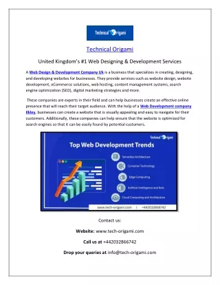 UK's #1 Web Design & Development Company | Technical Origami