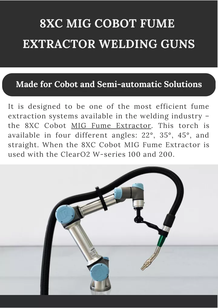 8xc mig cobot fume extractor welding guns