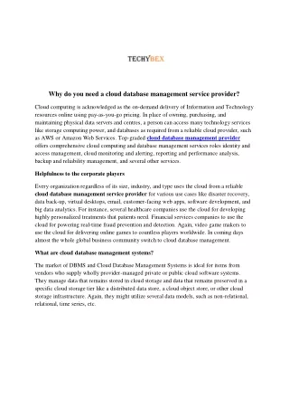why do you need a cloud database management
