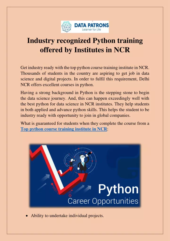 industry recognized python training offered