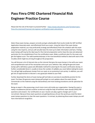 pass finra cfre chartered financial risk engineer