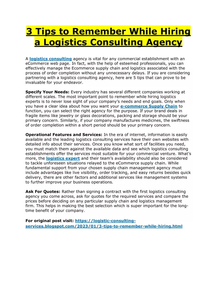 3 tips to remember while hiring a logistics