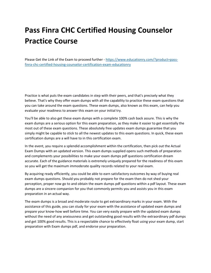 pass finra chc certified housing counselor
