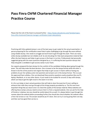 pass finra chfm chartered financial manager