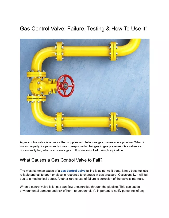 gas control valve failure testing how to use it