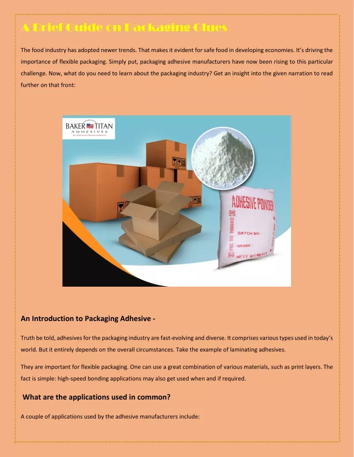 a brief guide on packaging glues