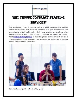 Why Choose Contract Staffing Services