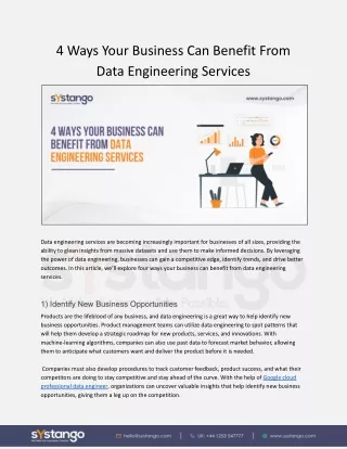 4 Ways Your Business Can Benefit From Data Engineering Services