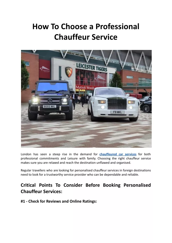 how to choose a professional chauffeur service