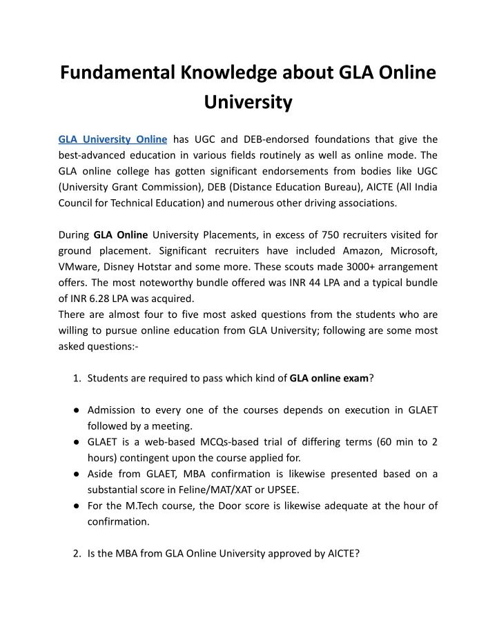 fundamental knowledge about gla online university