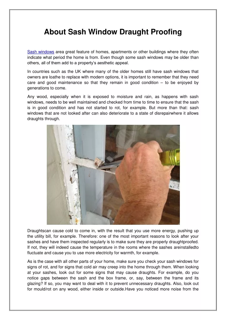 about sash window draught proofing