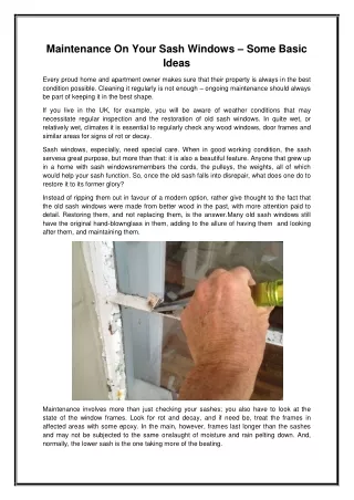 maintenance on your sash windows some basic ideas