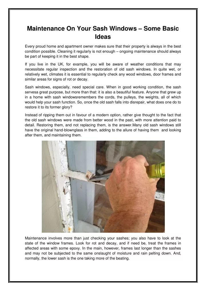 maintenance on your sash windows some basic ideas