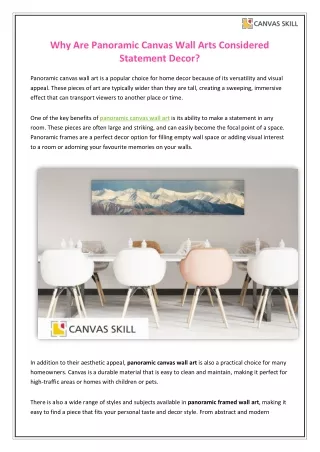 Why Are Panoramic Canvas Wall Arts Considered Statement Decor