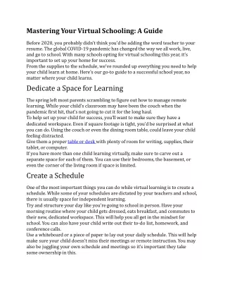 Mastering Your Virtual Schooling