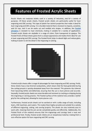features of frosted acrylic sheets
