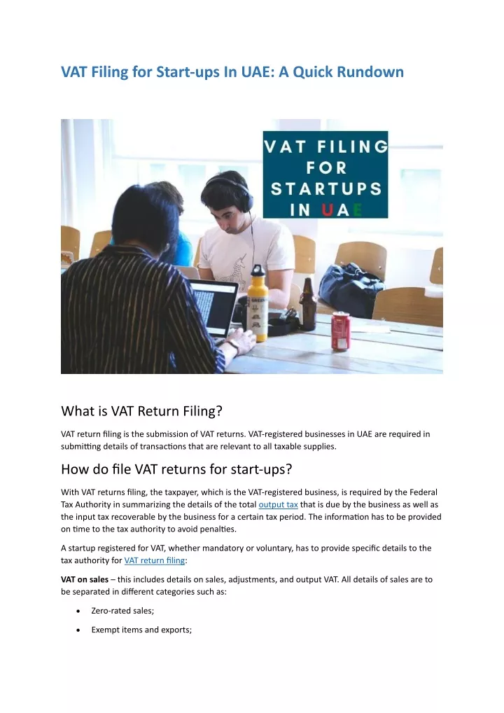 vat filing for start ups in uae a quick rundown